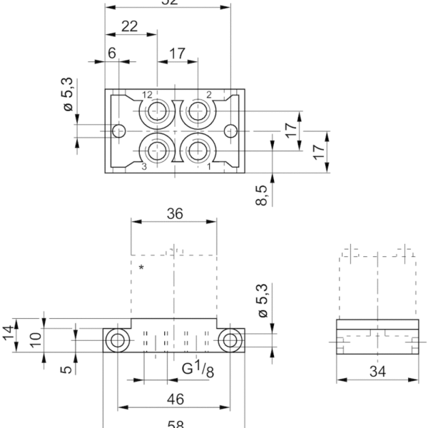 AVENTICS Single subbase - 5515410000