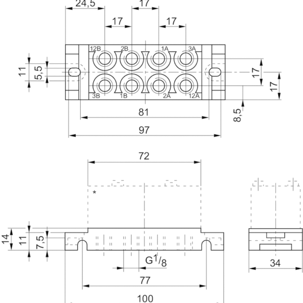 AVENTICS Subbase for two valves - 5514410000